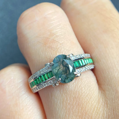 Florentina Moss Agate Open Ring