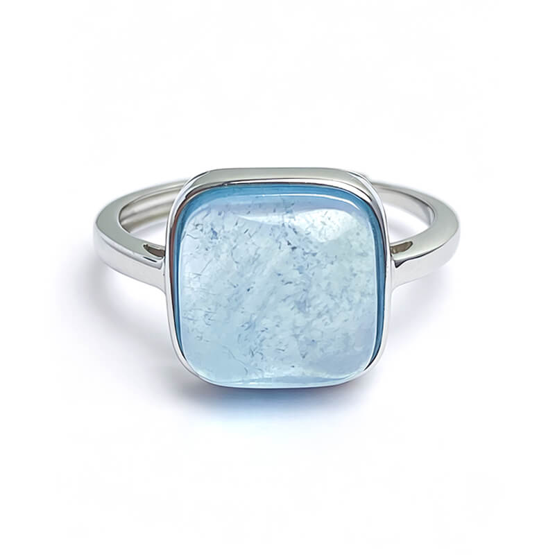 Nerida Icy Blue Square Aquamarine Open Ring