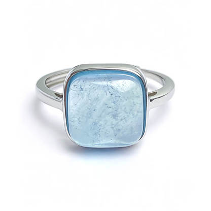 Nerida Icy Blue Square Aquamarine Open Ring