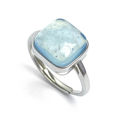 Nerida Icy Blue Square Aquamarine Open Ring