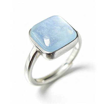 Nerida Icy Blue Square Aquamarine Open Ring
