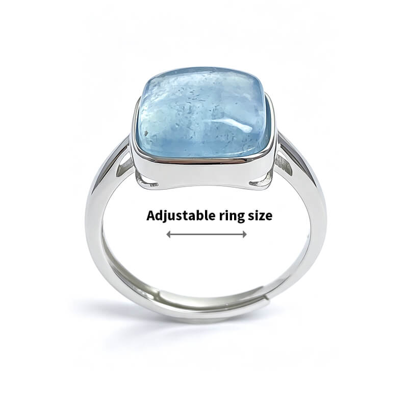 Nerida Icy Blue Square Aquamarine Open Ring