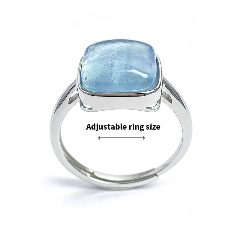 Nerida Icy Blue Square Aquamarine Open Ring