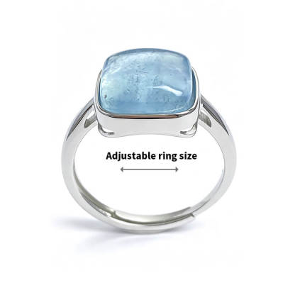 Nerida Icy Blue Square Aquamarine Open Ring