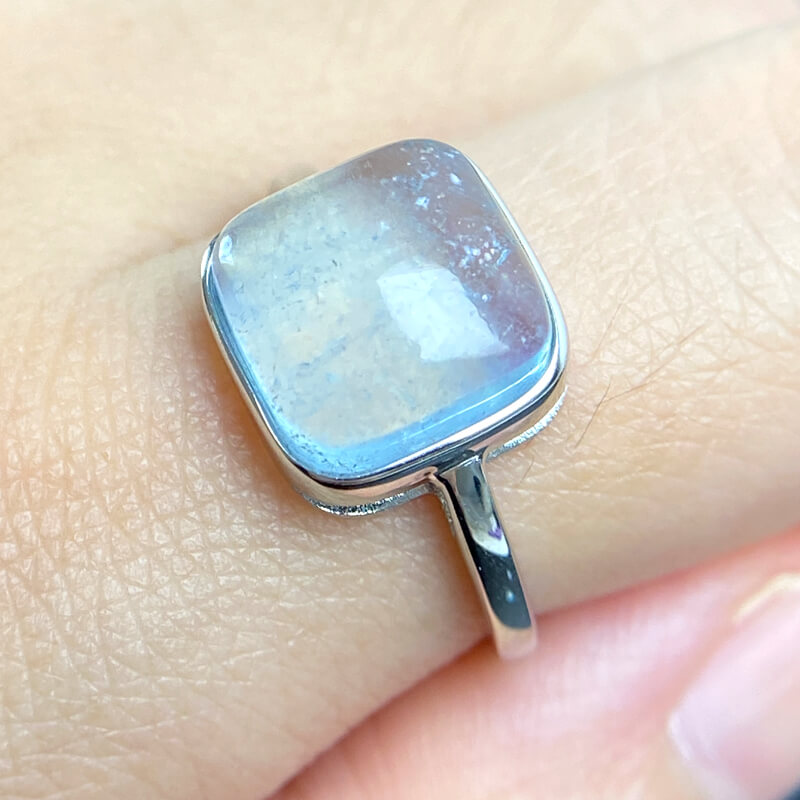 Nerida Icy Blue Square Aquamarine Open Ring