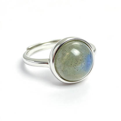 Liora Round Bezel Natural Labradorite Sterling Silver Ring