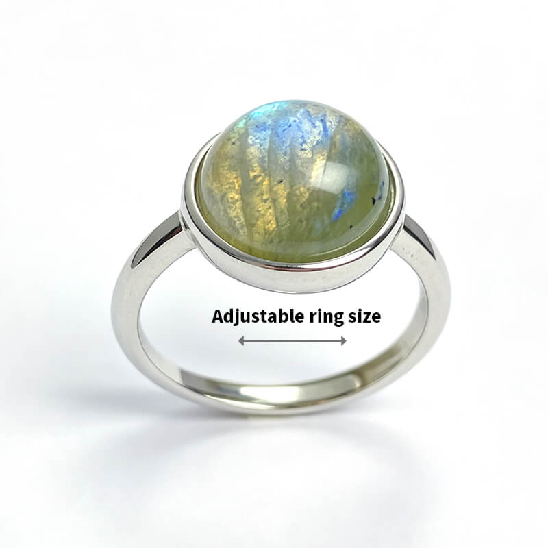 Liora Round Bezel Natural Labradorite Sterling Silver Ring