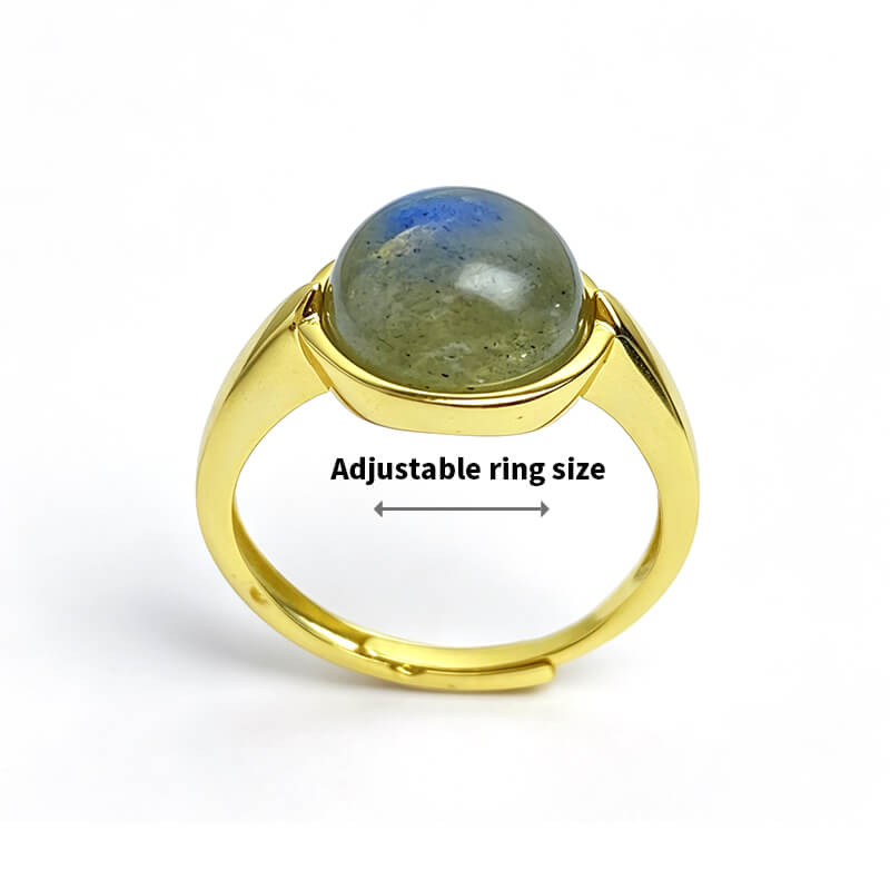 Lira Round Bezel Natural Labradorite Sterling Silver Ring