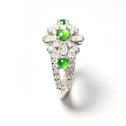 Thalassa Oriental Floral Green Gem Open Ring
