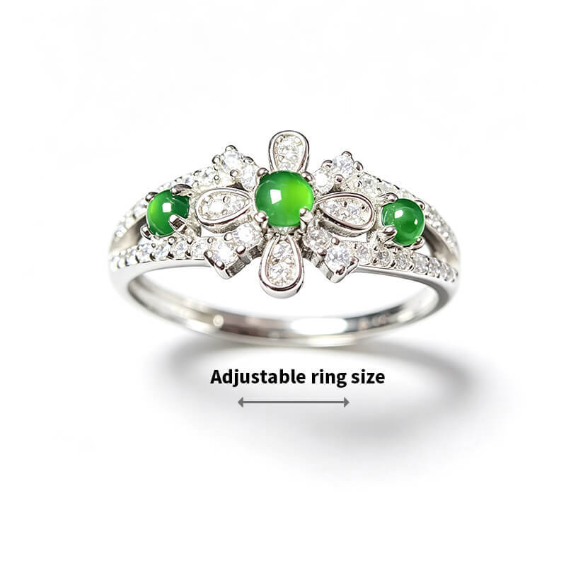 Thalassa Oriental Floral Green Gem Open Ring