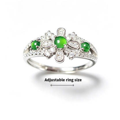 Thalassa Oriental Floral Green Gem Open Ring
