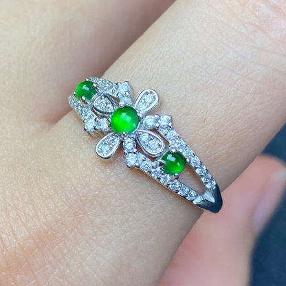 Thalassa Oriental Floral Green Gem Open Ring