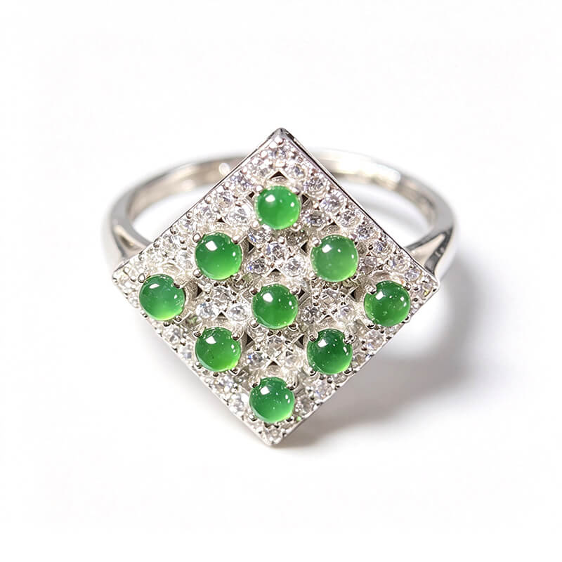 Kaelani Square Multi-Stone Natural Jade Sterling Silver Ring