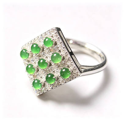 Kaelani Square Multi-Stone Natural Jade Sterling Silver Ring