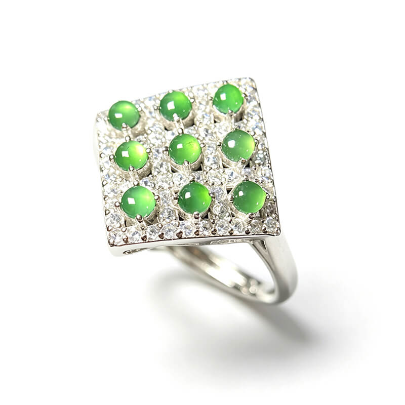 Kaelani Square Multi-Stone Natural Jade Sterling Silver Ring