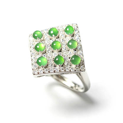 Kaelani Square Multi-Stone Natural Jade Sterling Silver Ring