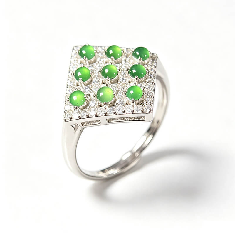 Kaelani Square Multi-Stone Natural Jade Sterling Silver Ring
