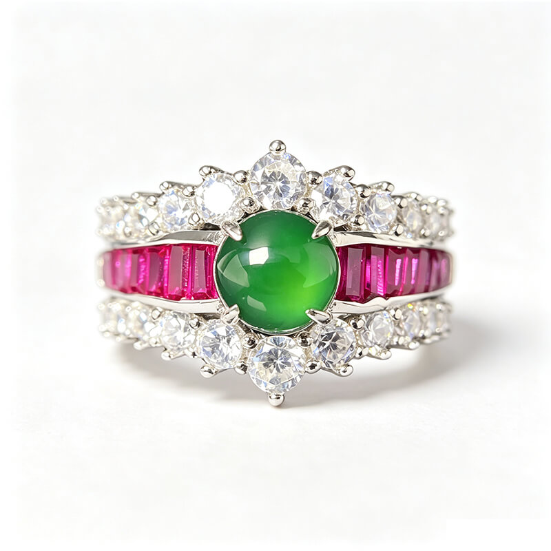 Floriana Vintage Royal Double Halo Jade Statement Ring