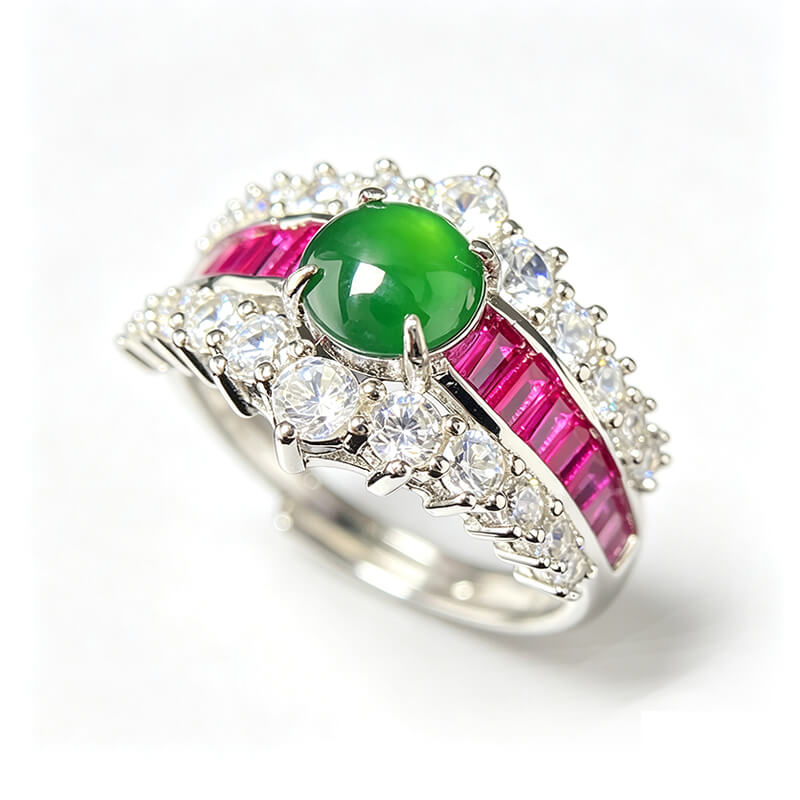 Floriana Vintage Royal Double Halo Jade Statement Ring