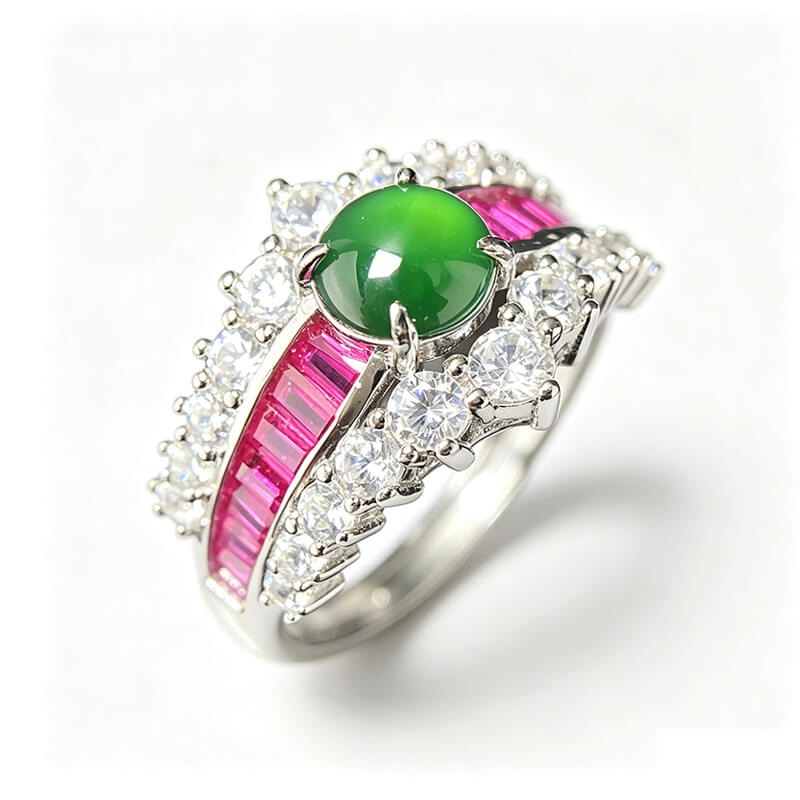 Floriana Vintage Royal Double Halo Jade Statement Ring
