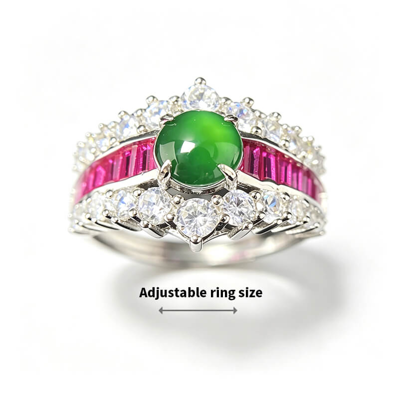 Floriana Vintage Royal Double Halo Jade Statement Ring