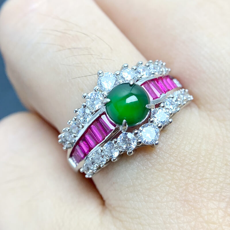 Floriana Vintage Royal Double Halo Jade Statement Ring