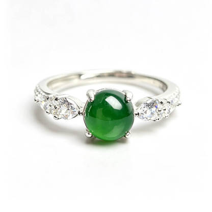 Seren Oriental Slim Band Jade Statement Ring