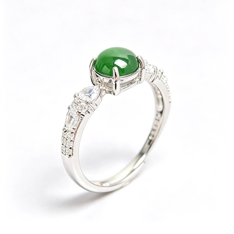 Seren Oriental Slim Band Jade Statement Ring