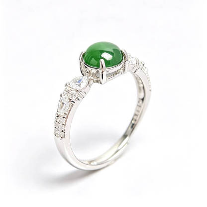 Seren Oriental Slim Band Jade Statement Ring