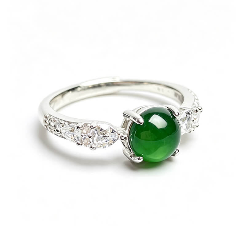 Seren Oriental Slim Band Jade Statement Ring