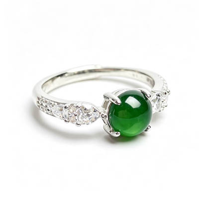 Seren Oriental Slim Band Jade Statement Ring