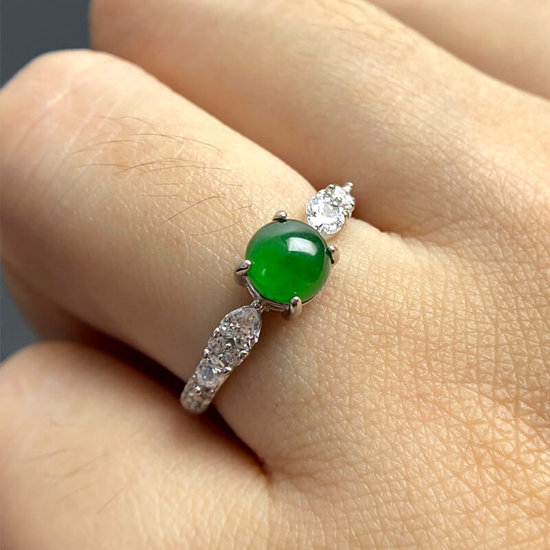 Seren Oriental Slim Band Jade Statement Ring