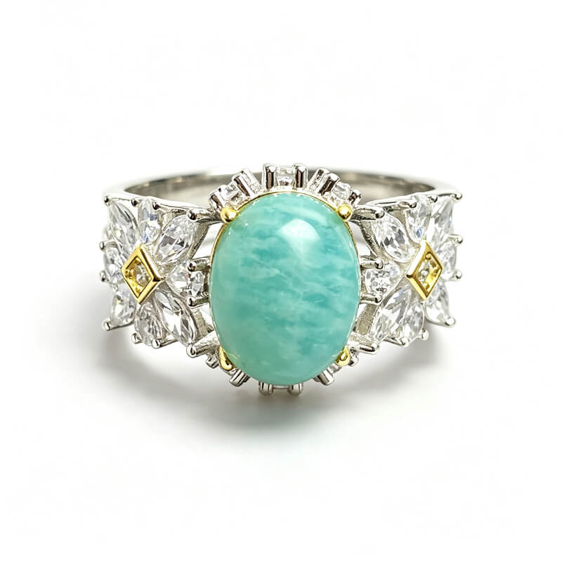 [Copy]Floral Halo Amazonite Talisman Ring