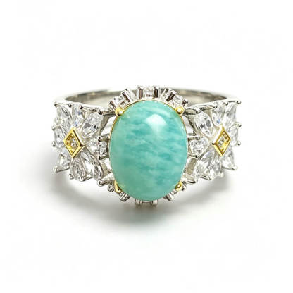 [Copy]Floral Halo Amazonite Talisman Ring
