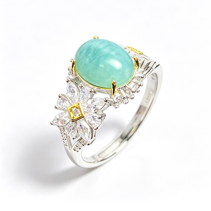 [Copy]Floral Halo Amazonite Talisman Ring