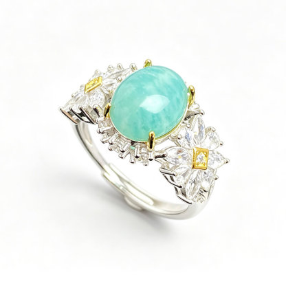 [Copy]Floral Halo Amazonite Talisman Ring