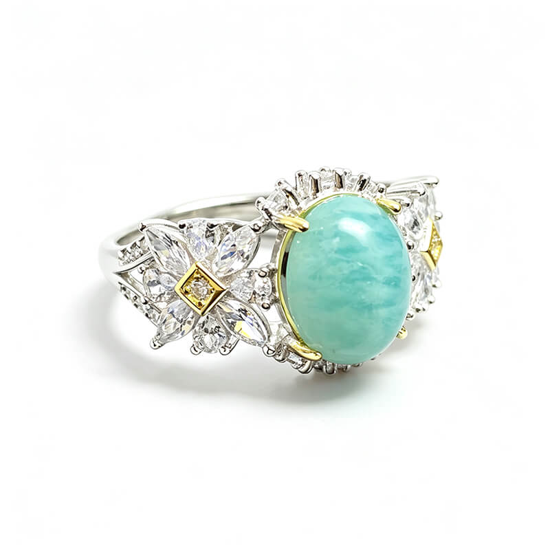 [Copy]Floral Halo Amazonite Talisman Ring