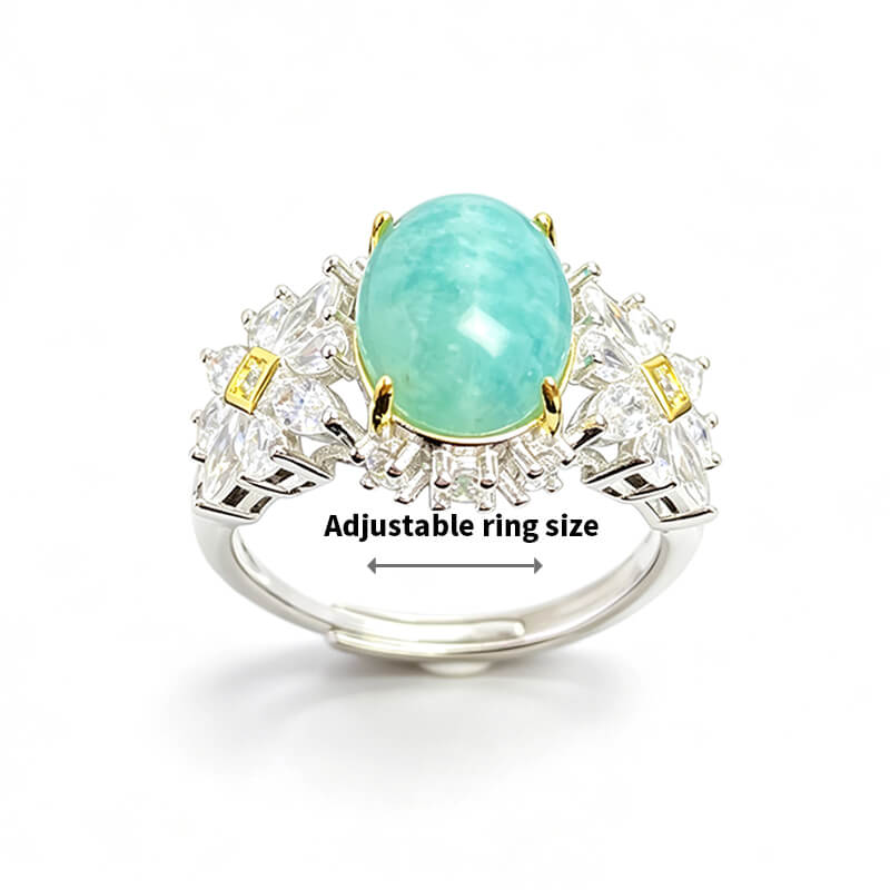 [Copy]Floral Halo Amazonite Talisman Ring