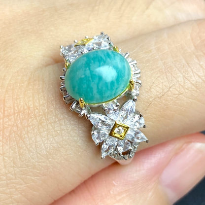 [Copy]Floral Halo Amazonite Talisman Ring