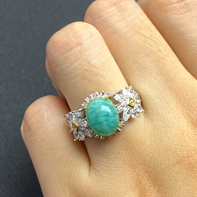 [Copy]Floral Halo Amazonite Talisman Ring