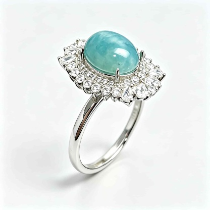 Floral Halo Amazonite Talisman Ring