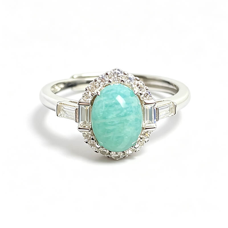 Aqua Halo Amazonite Ring