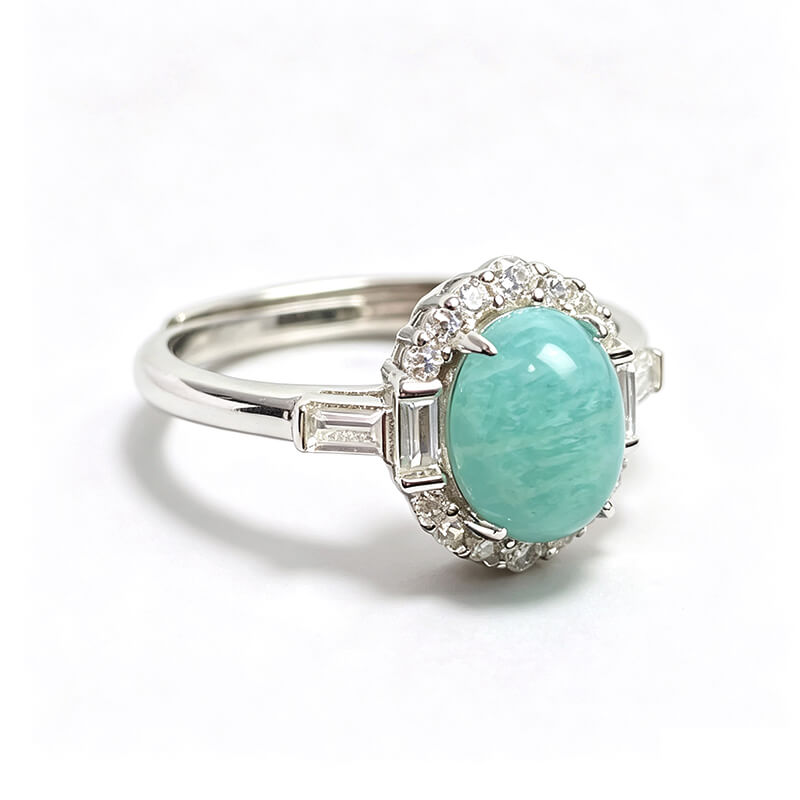 Aqua Halo Amazonite Ring