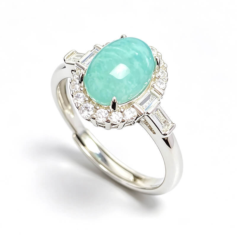 Aqua Halo Amazonite Ring