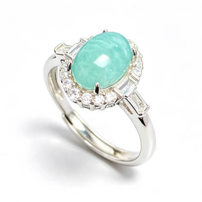 Aqua Halo Amazonite Ring