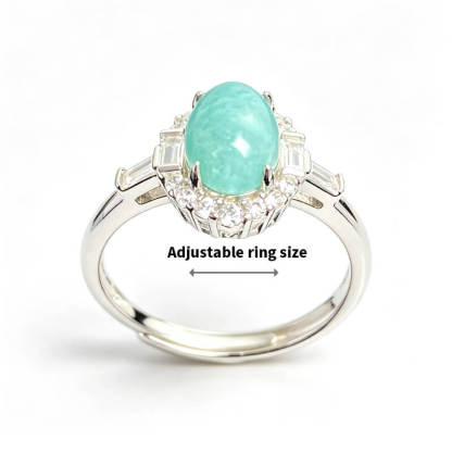 Aqua Halo Amazonite Ring