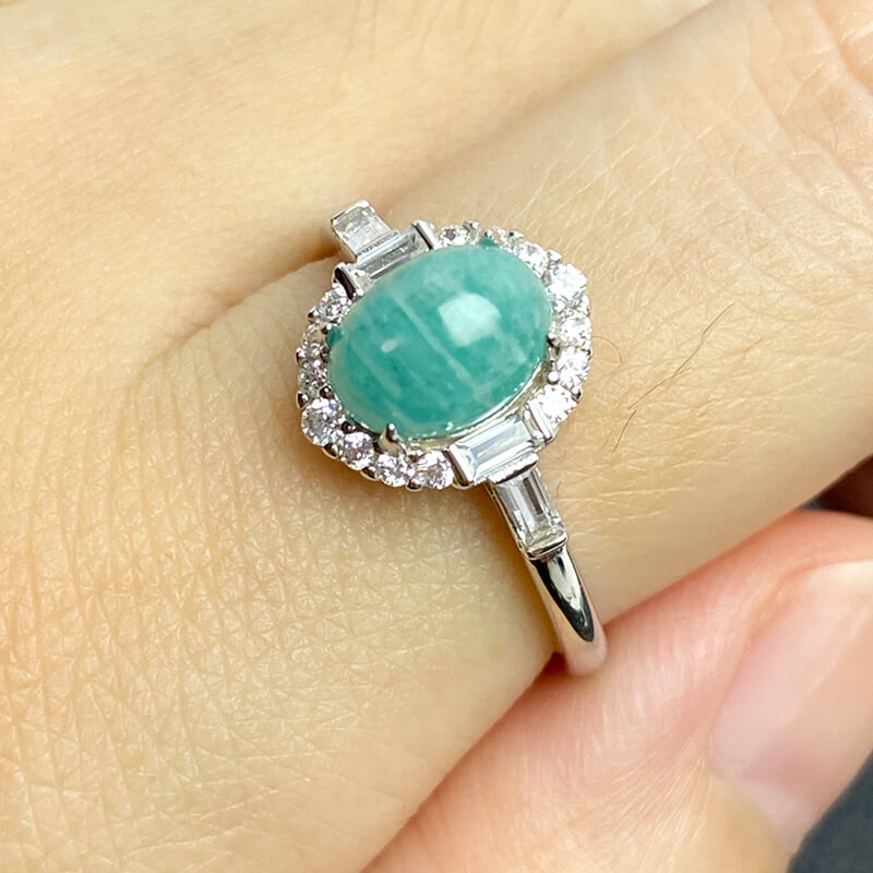 Aqua Halo Amazonite Ring