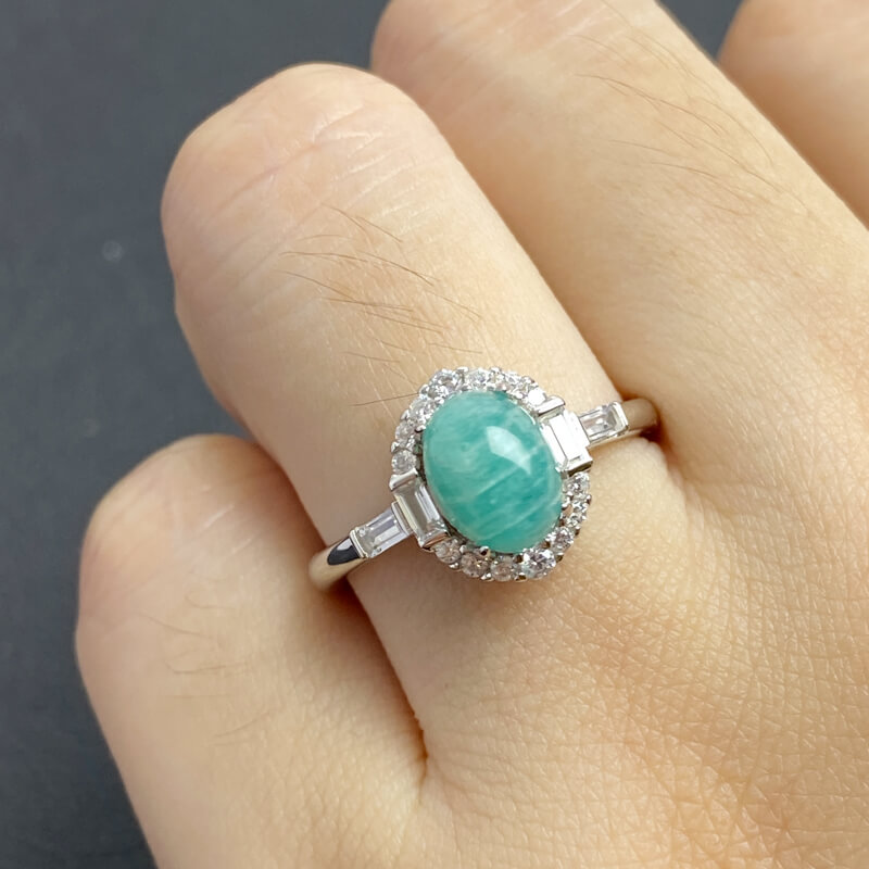 Aqua Halo Amazonite Ring