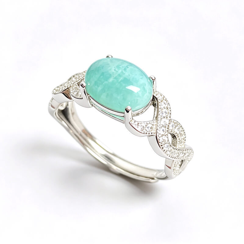 Tide Whisper・Twisted Band Amazonite Silver Ring