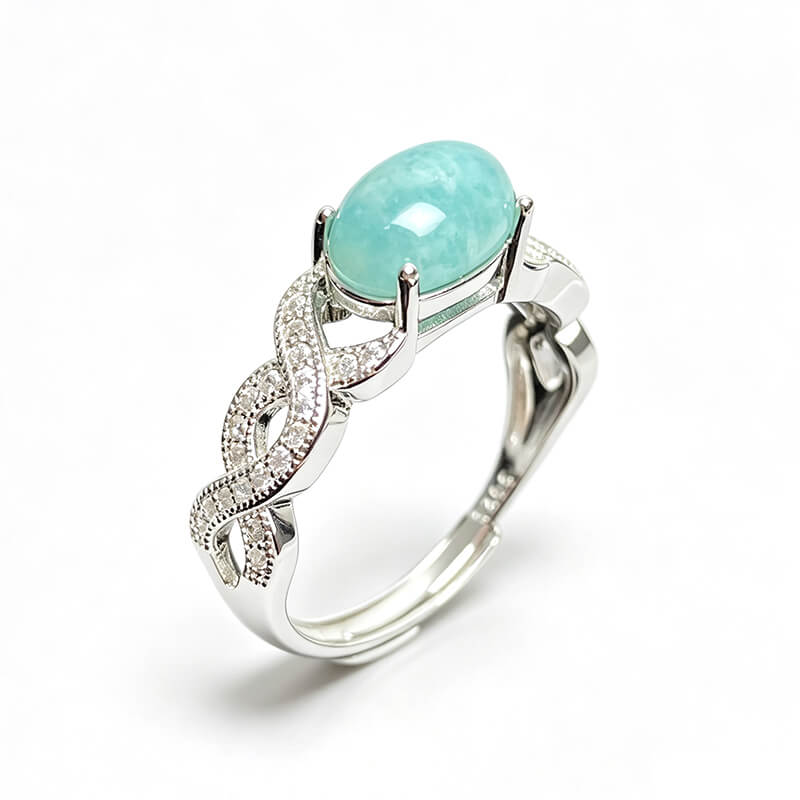 Tide Whisper・Twisted Band Amazonite Silver Ring